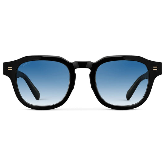 NELSON Thick Framed Men's Sunglasses Black / Blue Tinted Lens l WMP Eyewear