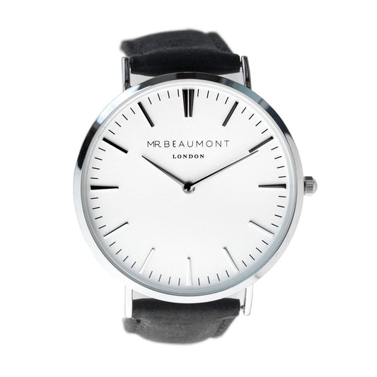Personalised Handwriting Mens Black Leather Watch
