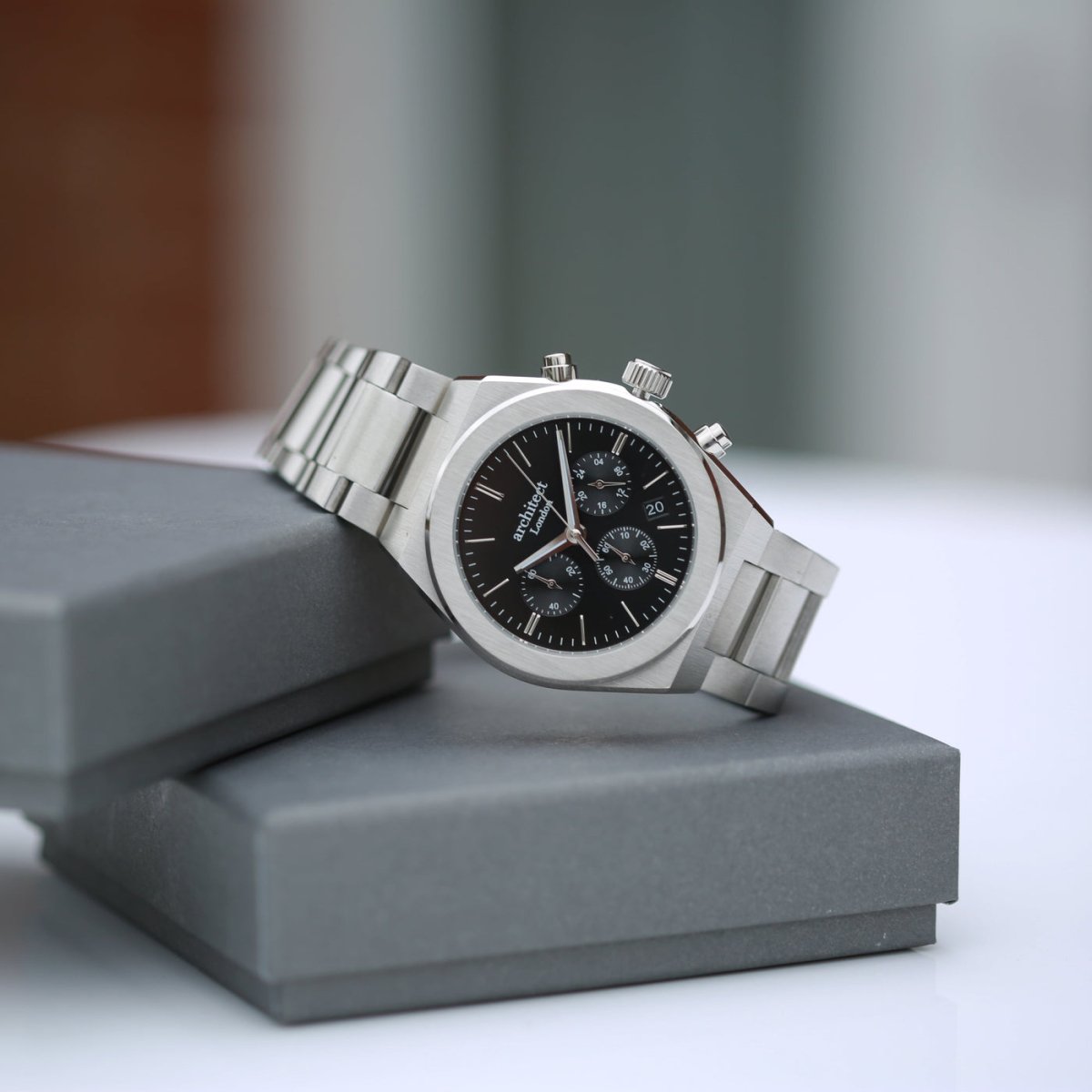 Personalised Men's Architect Orbix Black Wrist Watch - With Handwriting Engraving Photo Upload