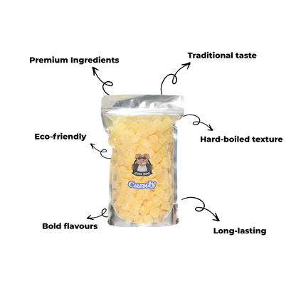 Traditional Pineapple Cubes Candy Resealable Bag - 1KG