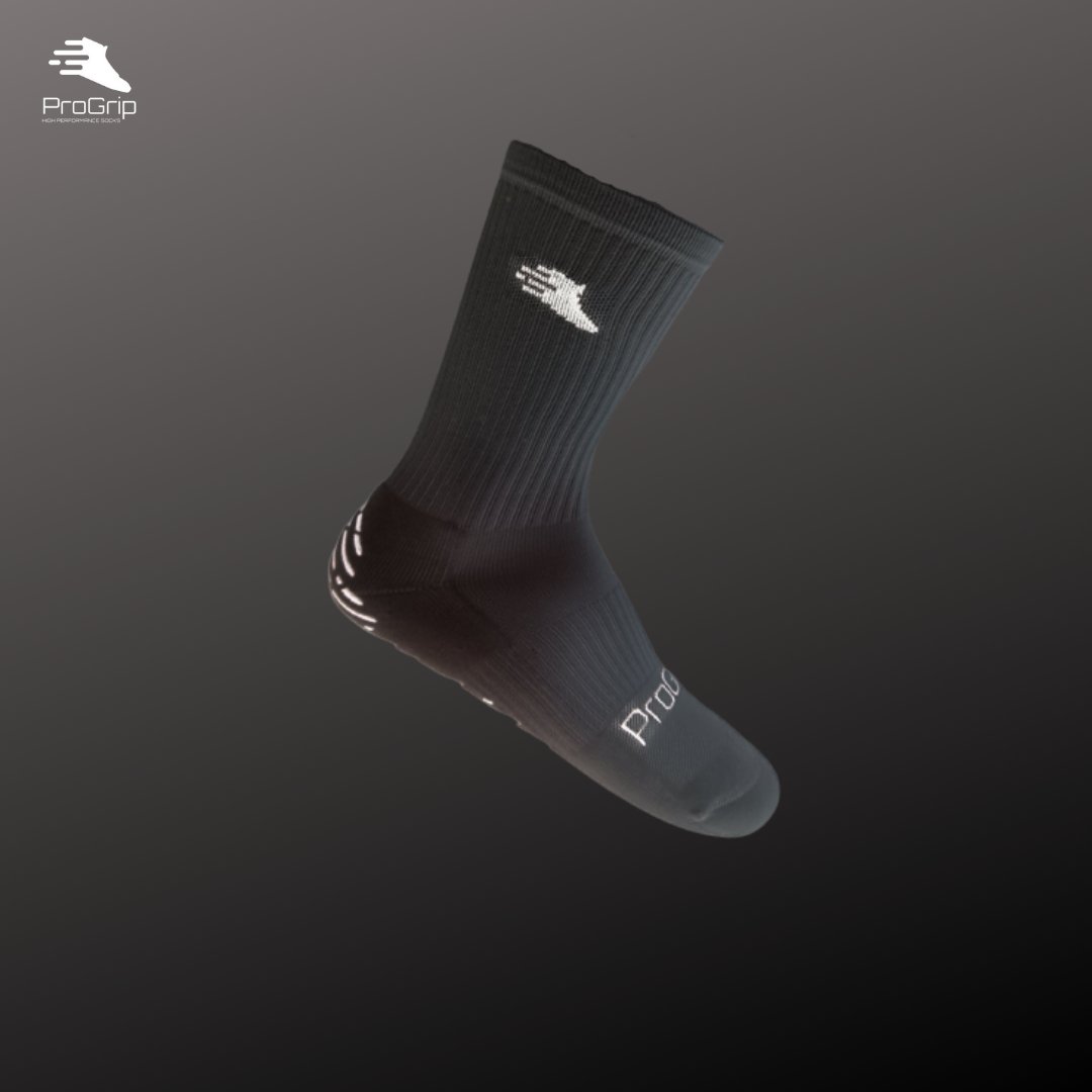 Black Anti-Slip Grip Socks for Football, Basketball, Tennis