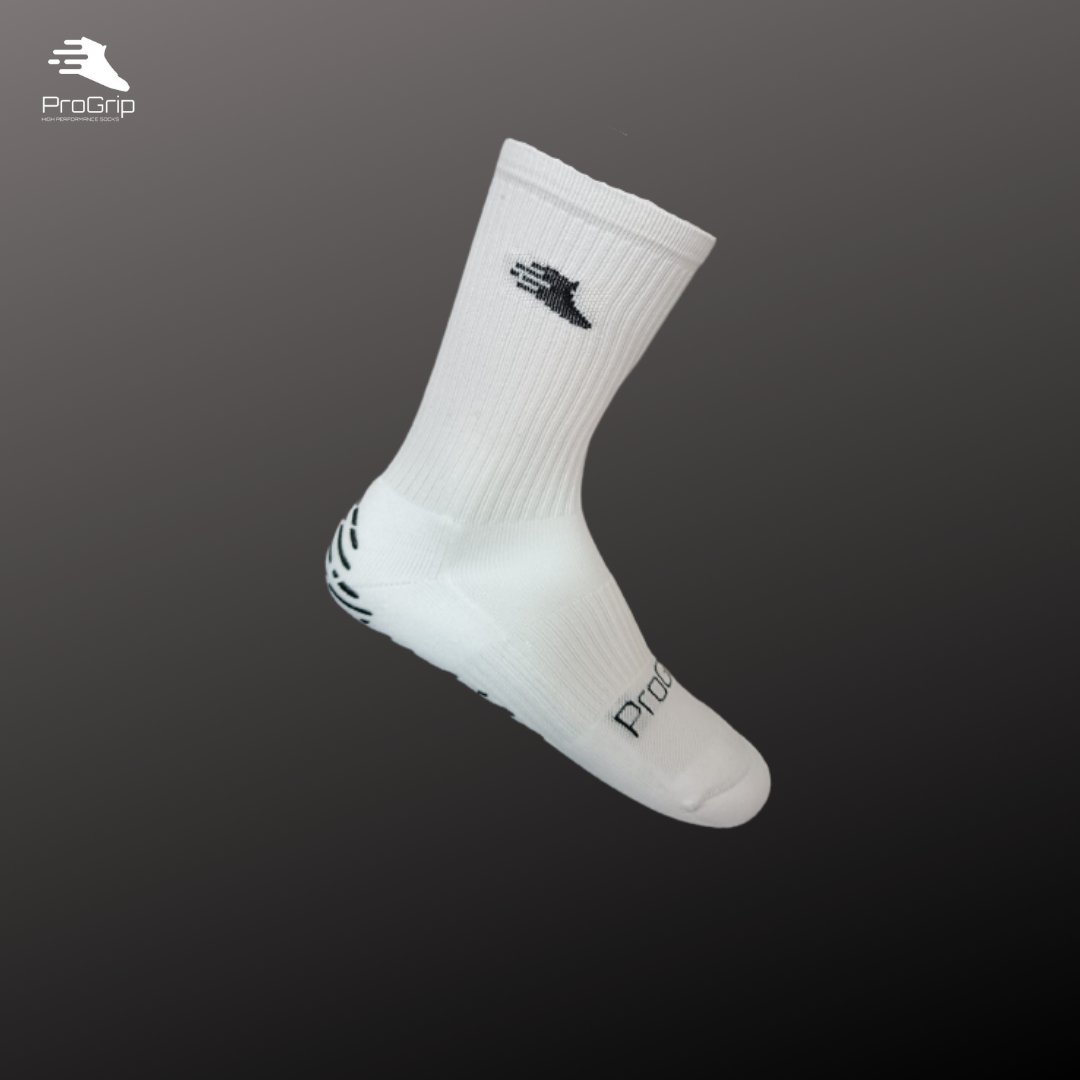 White Non-Slip Grip Sports Socks for Soccer, Tennis, Golf