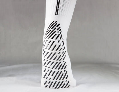 White Non-Slip Grip Sports Socks for Soccer, Tennis, Golf