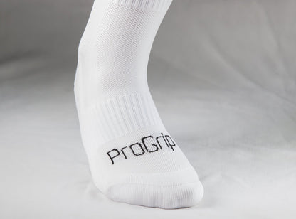 White Non-Slip Grip Sports Socks for Soccer, Tennis, Golf