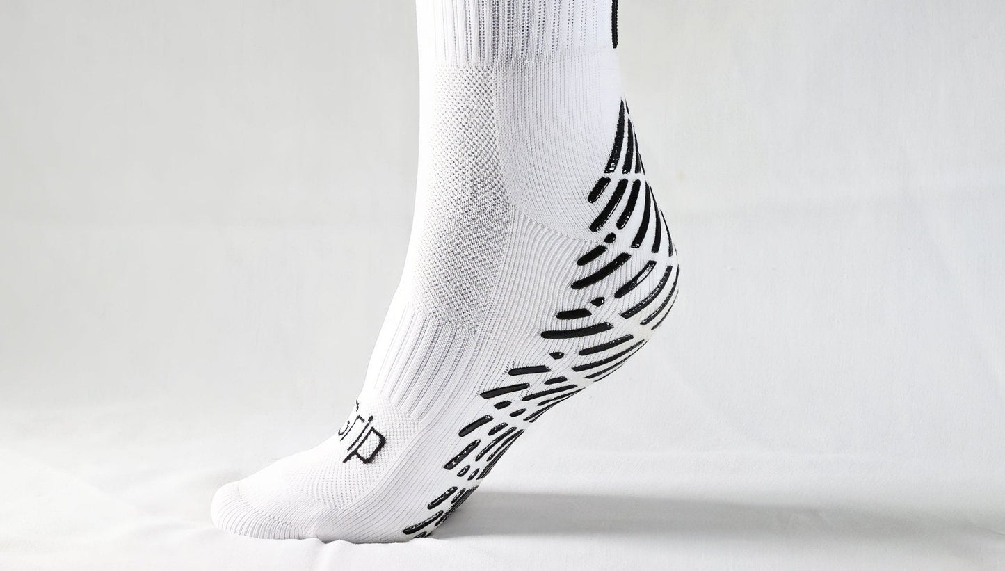 White Non-Slip Grip Sports Socks for Soccer, Tennis, Golf