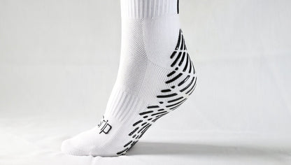 White Non-Slip Grip Sports Socks for Soccer, Tennis, Golf