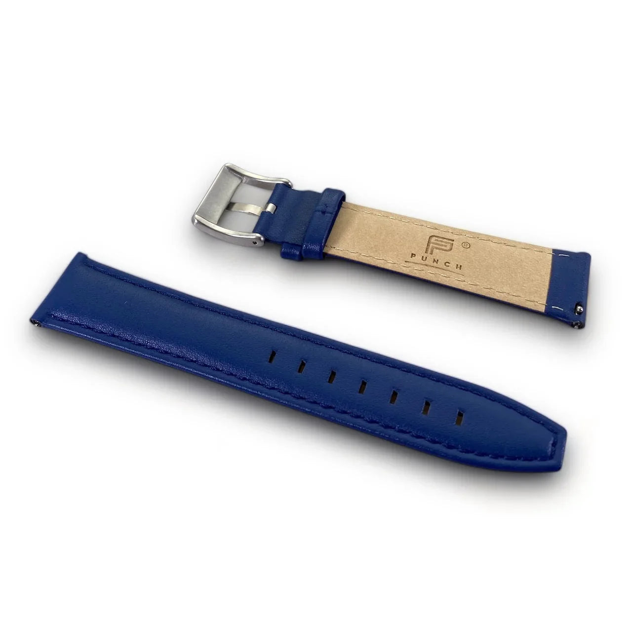 PUNCH SEMPER Genuine Leather Blue Watch Strap Silver Buckle
