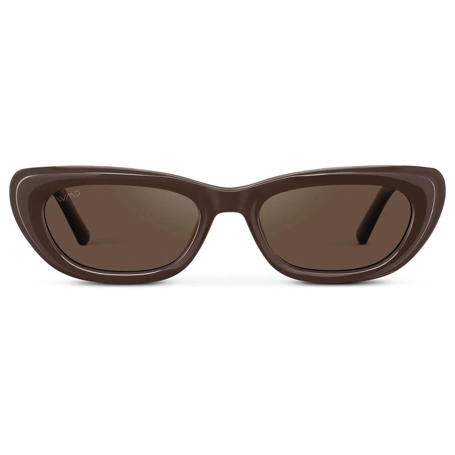 QUINN Women's Narrow Cat-Eye Sunglasses in Mocha Brown by WMP Eyewear