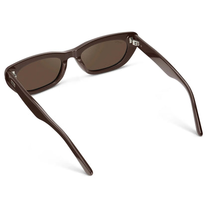 QUINN Women's Narrow Cat-Eye Sunglasses in Mocha Brown by WMP Eyewear