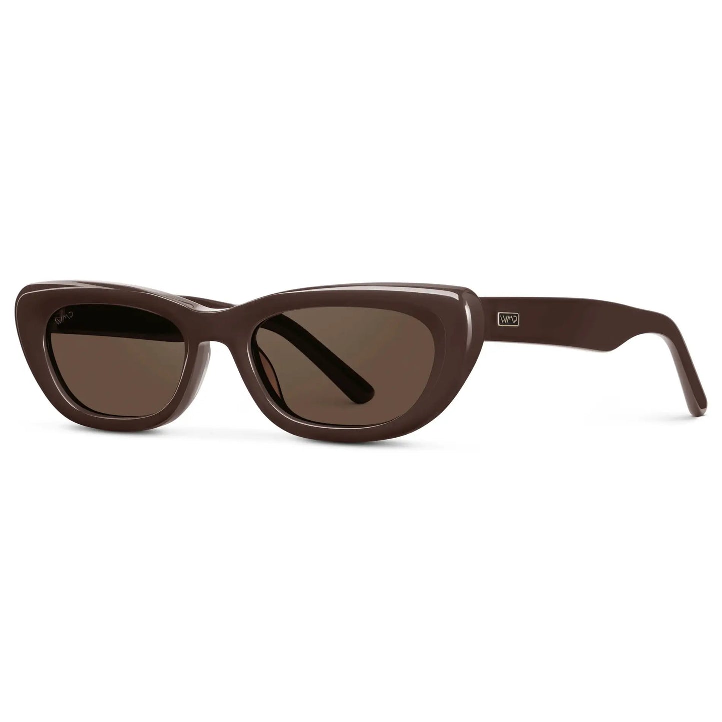 QUINN Women's Narrow Cat-Eye Sunglasses in Mocha Brown by WMP Eyewear
