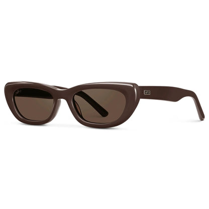 QUINN Women's Narrow Cat-Eye Sunglasses in Mocha Brown by WMP Eyewear