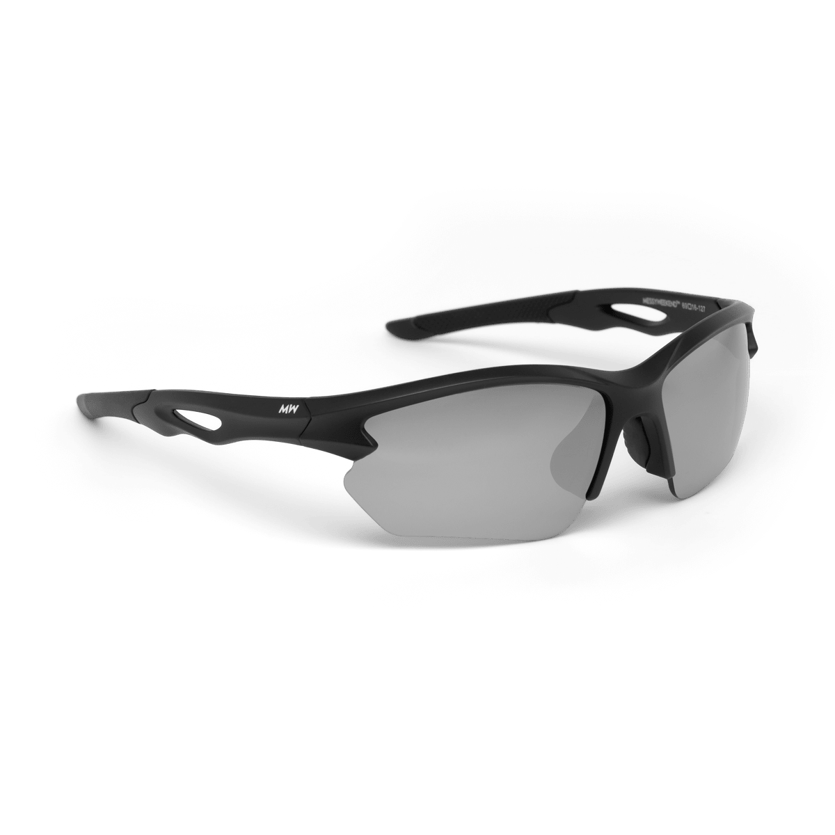 RATE Black Sports Polarised Sunglasses, Silver Mirrored Lens - Messy Weekend