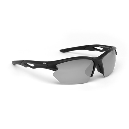 RATE Black Sports Polarised Sunglasses, Silver Mirrored Lens - Messy Weekend