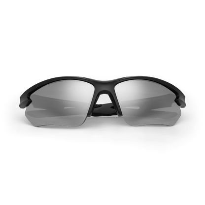 RATE Black Sports Polarised Sunglasses, Silver Mirrored Lens - Messy Weekend