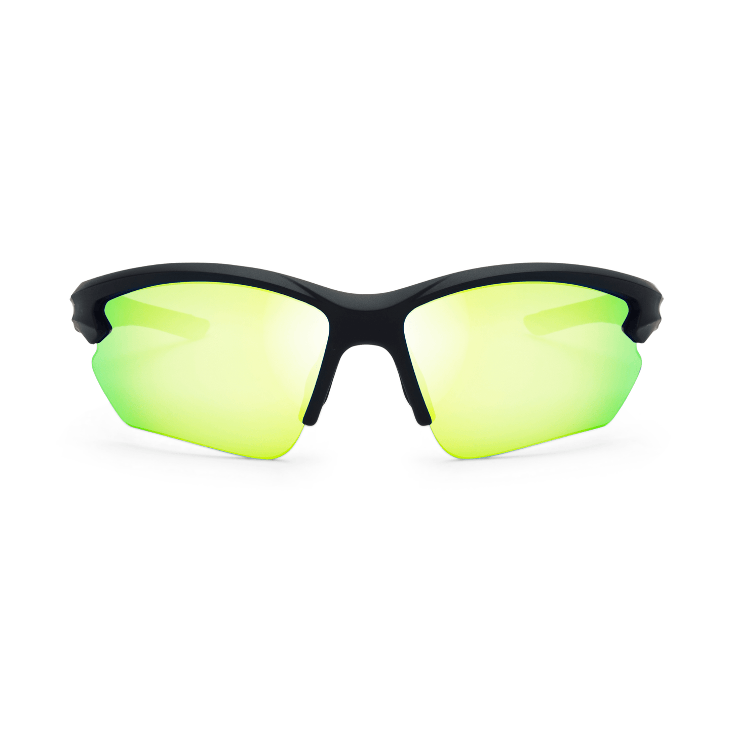 RATE Black Sports Sunglasses, Green Mirrored Lens by Messy Weekend