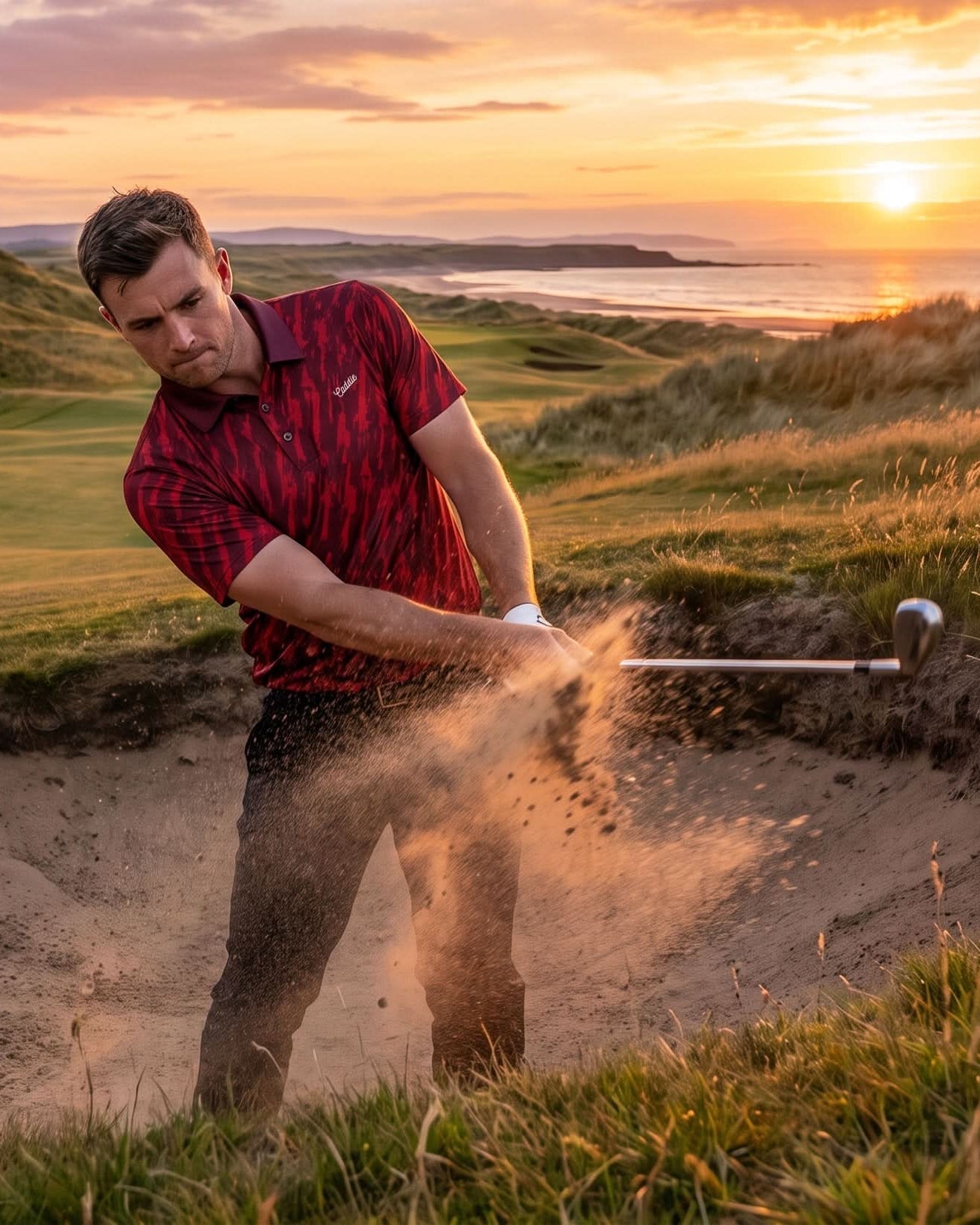 Scarlet Surge Golf Polo