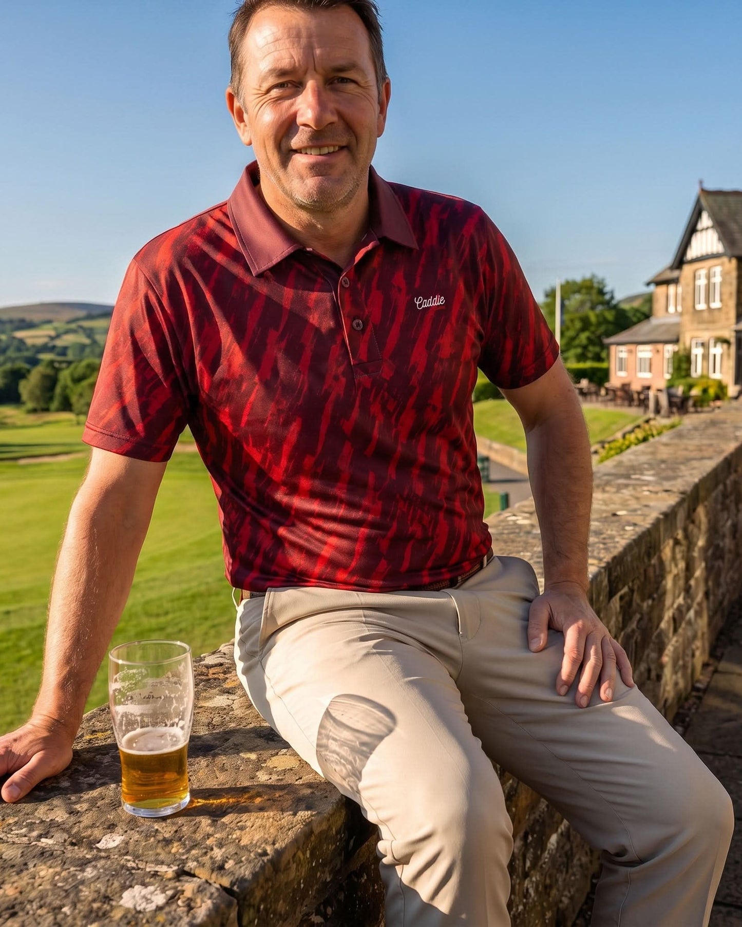 Scarlet Surge Golf Polo