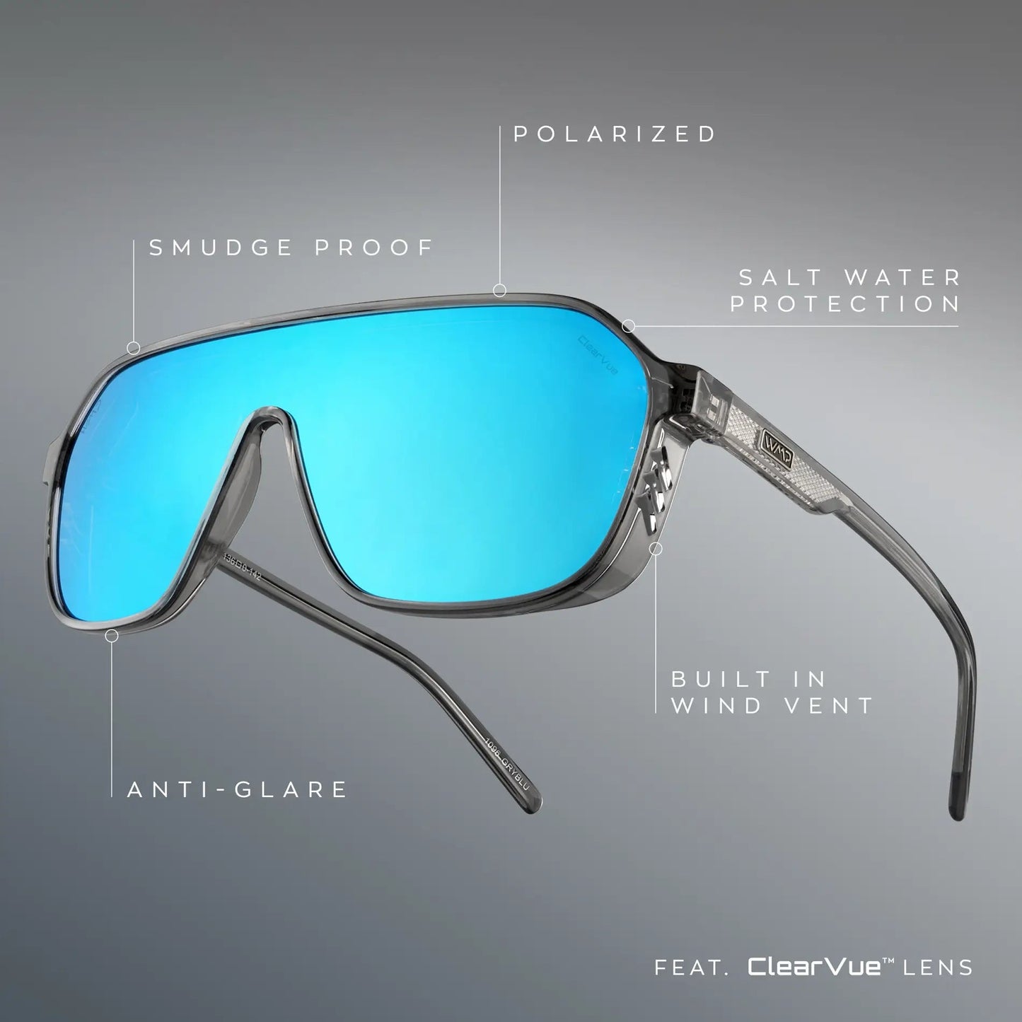 RYDER Shield Sports Polarised Sunglasses, Grey Mirror Blue Lens by WMP Eyewear