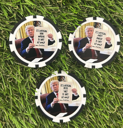 Donald Says .. - Magnetic Clay Poker Chip - Golf Ball Marker - Funny -