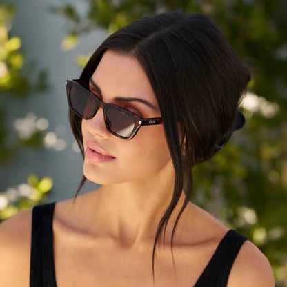 SIENNA Women's Slim Cat-Eye Sunglasses in Brown Tortoise  by WMP Eyewear