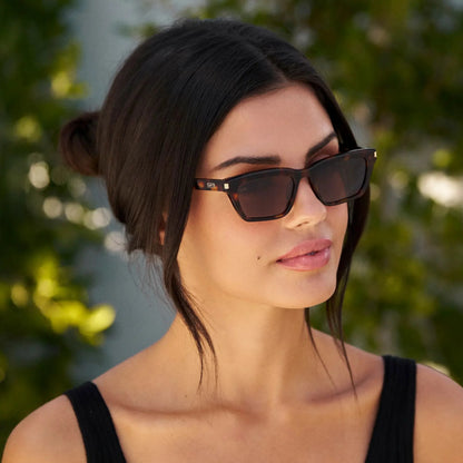 SIENNA Women's Slim Cat-Eye Sunglasses in Brown Tortoise  by WMP Eyewear