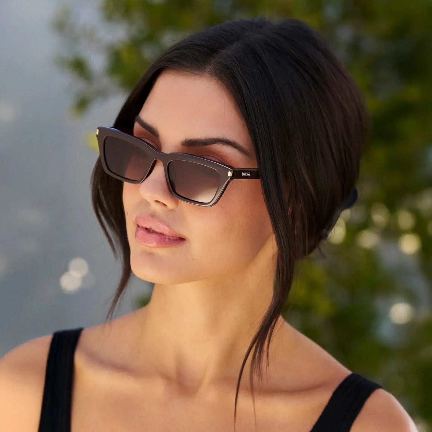 SIENNA Women's Slim Cat-Eye Sunglasses in Mocha Brown by WMP Eyewear