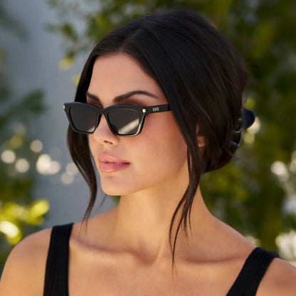 SIENNA Women's Slim Cat-Eye Sunglasses in Triple Black by WMP Eyewear