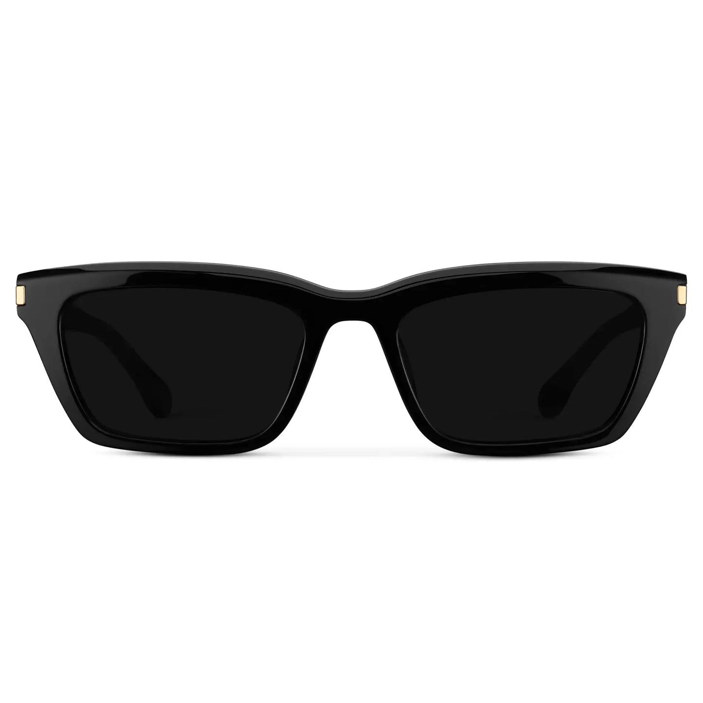 SIENNA Women's Slim Cat-Eye Sunglasses in Triple Black by WMP Eyewear