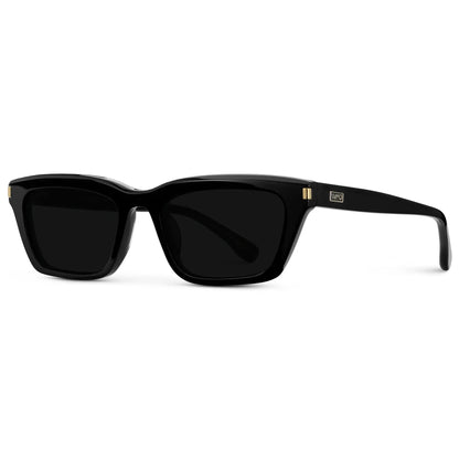 SIENNA Women's Slim Cat-Eye Sunglasses in Triple Black by WMP Eyewear