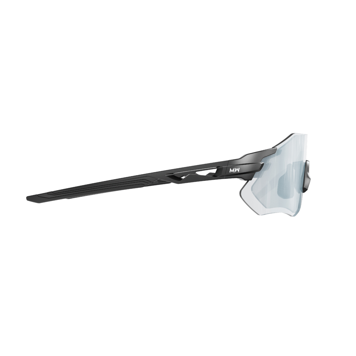 SONIC Black Sports Sunglasses, Silver Mirrored Lens by Messy Weekend