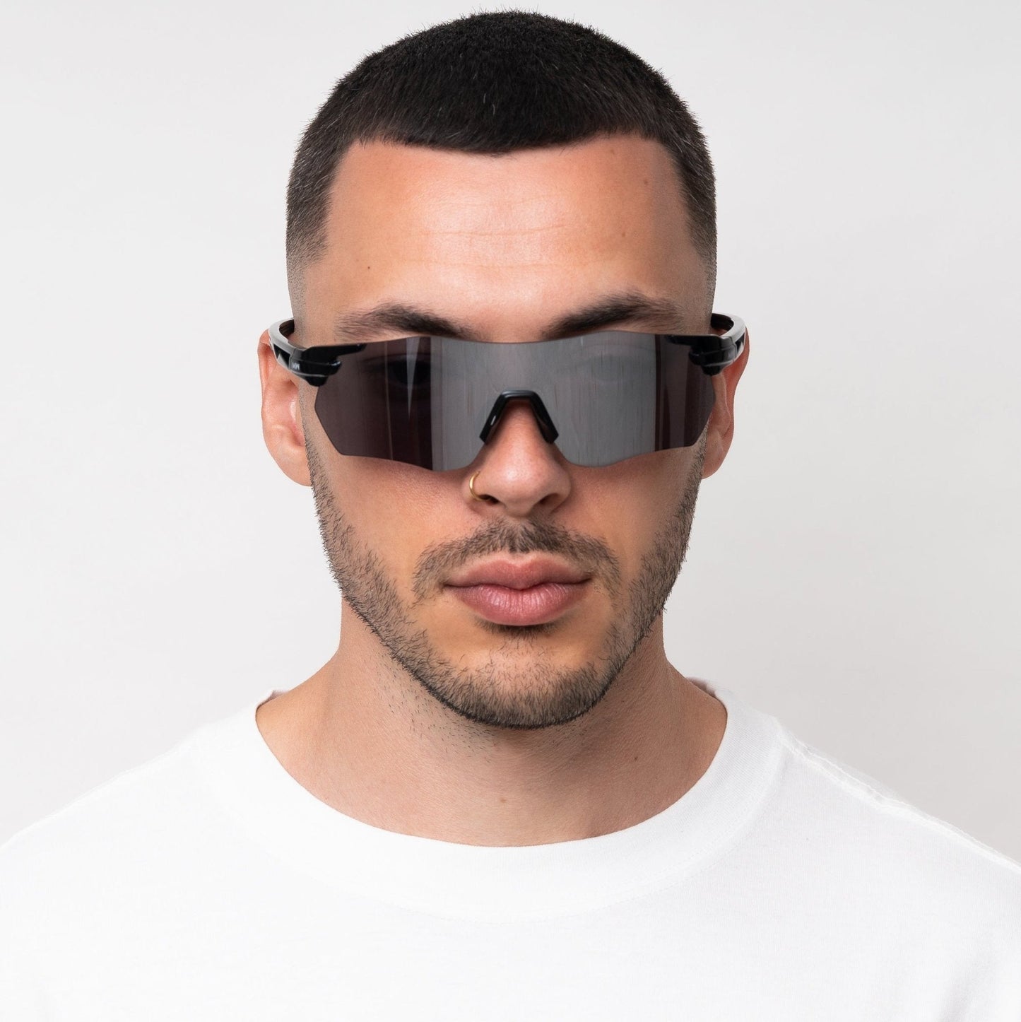 SONIC Black Sports Sunglasses, Silver Mirrored Lens by Messy Weekend