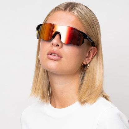 SONIC Black Sports Sunglasses, Sunset Orange Lens by Messy Weekend