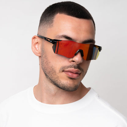 SONIC Black Sports Sunglasses, Sunset Orange Lens by Messy Weekend