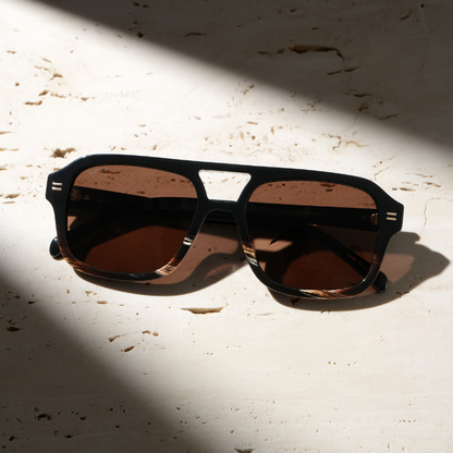 SYDNEY Oversized Retro Aviator Women's Sunglasses in Black Mineral by WMP Eyewear