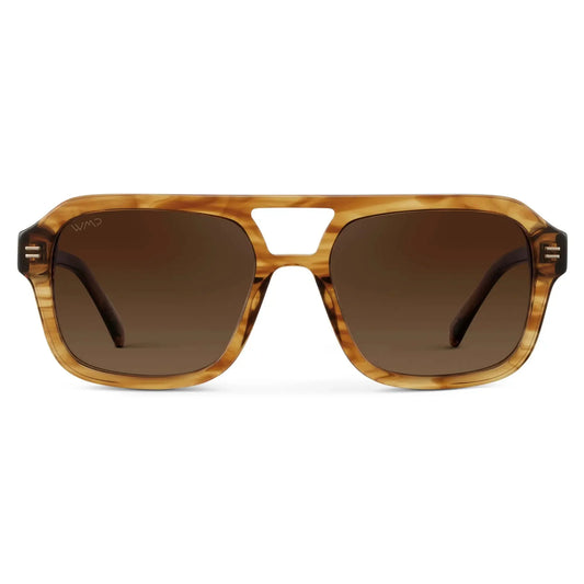SYDNEY Oversized Retro Aviator Women's Sunglasses in Crystal Brown Grain by WMP Eyewear