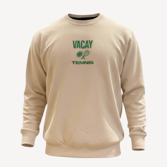 Tennis Club Crew Sweatshirt Unisex (Sand/Deep Green)
