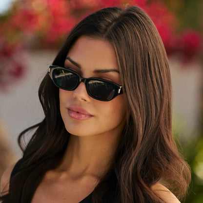 VERA Women's Oval Polarised Sunglasses in Triple Black by WMP Eyewear
