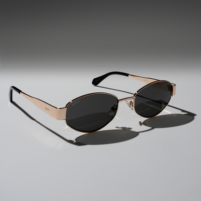 VERONA Oval Thick Framed Women's Sunglasses in Gold, Black by WMP Eyewear UK