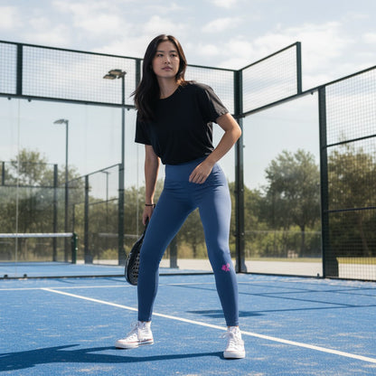 Women's High Rise Training Leggings 7/8 - Grey Blue / Violet