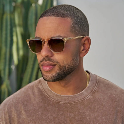 WESLEY Polarised Men's Sunglasses in Crystal Sand Brown WMP Eyewear